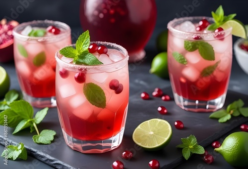 Wallpaper Mural Pomegranate flavored mohito with rum decorated with lime Torontodigital.ca