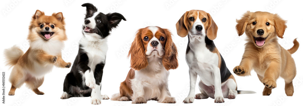 Obraz premium Happy cute puppies animal set