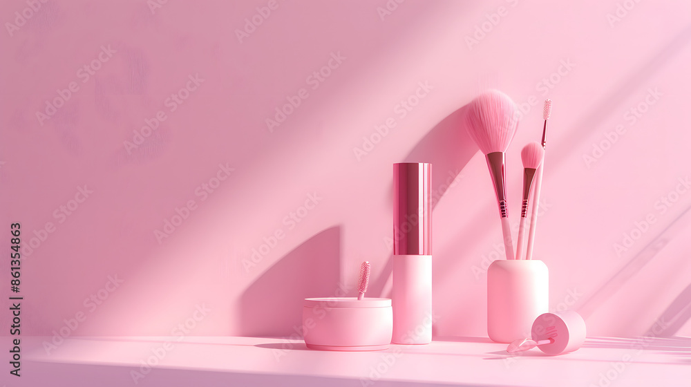 make up display, soft pastel pink colors make up display, soft pastel pink colors