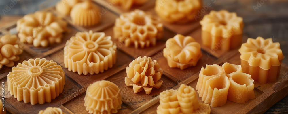 Experience the Delight of Traditional Thai Palm Sugar Candy in Decorative Shapes, a Delicious and Sweet Thai Treat Experience the Delight of Traditional Thai Palm Sugar Candy in Decorative Shapes, a Delicious and Sweet Thai Treat