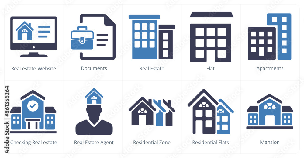 A set of 10 Real Estate icons as real estate website, documents, real estate A set of 10 Real Estate icons as real estate website, documents, real estate