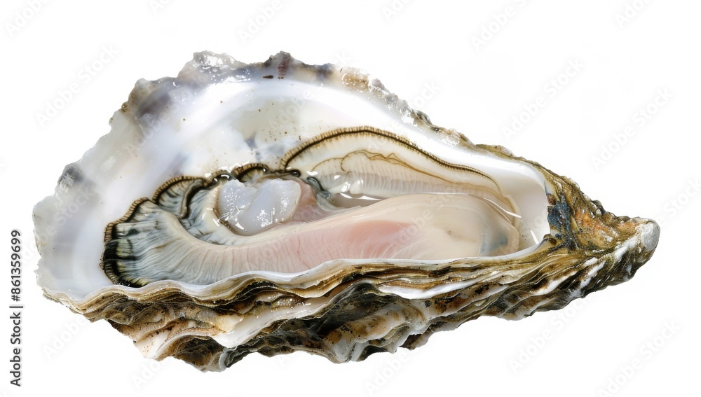 A fresh oyster in an open shell A fresh oyster in an open shell