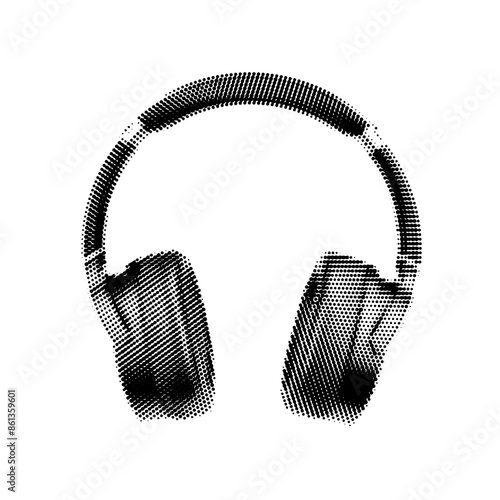 Halftone headphones. Dots texture. Contemporary style