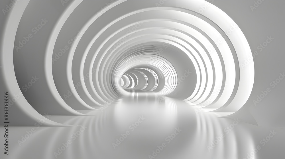Abstract Futuristic White Arched Interior 3D Architectural Background Abstract Futuristic White Arched Interior 3D Architectural Background