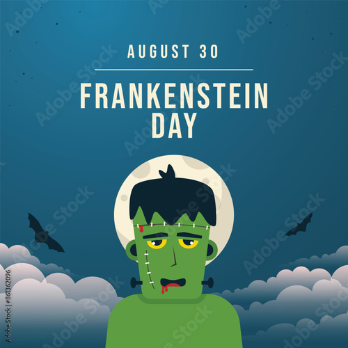 Frankenstein Day. Flat art design. Vector design. Good for usage template celebration. eps 10.
