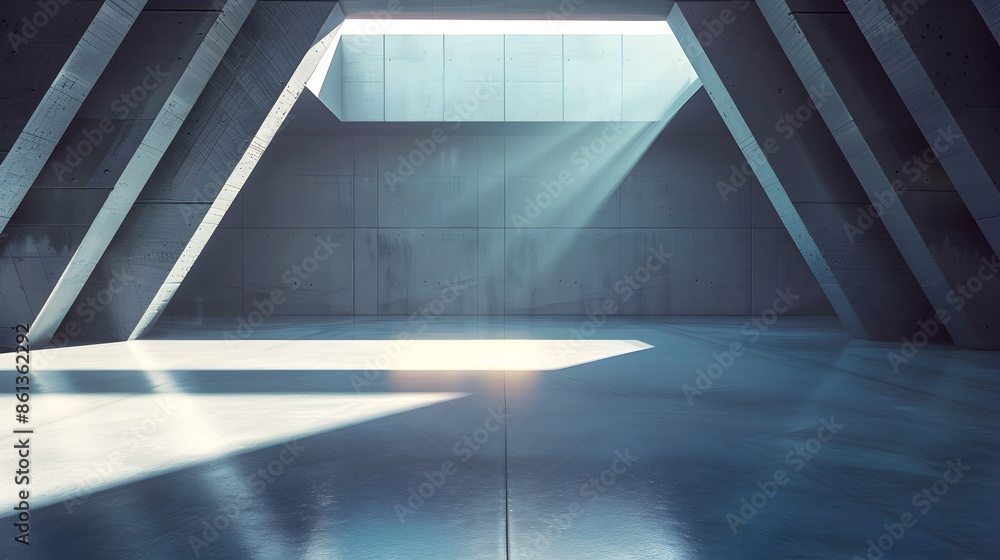 Obraz premium Sleek Modern Architectural Interior with Blank Concrete Floor for Vehicle Display
