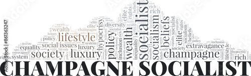 Champagne Socialist word cloud conceptual design isolated on white background.