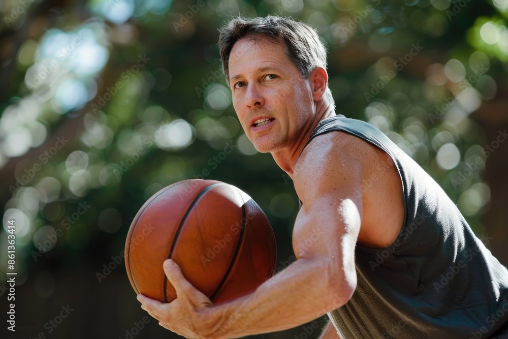 Young Man Dunking Basketball on Outdoor Court in Action Packed Sports Young Man Dunking Basketball on Outdoor Court in Action Packed Sports