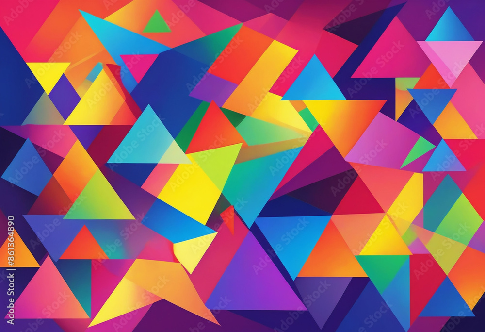 Geometric shapes abstract background in shades of rainbow