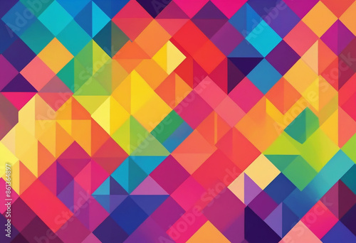 Geometric shapes abstract background in shades of rainbow photo