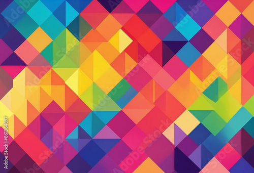 Geometric shapes abstract background in shades of rainbow