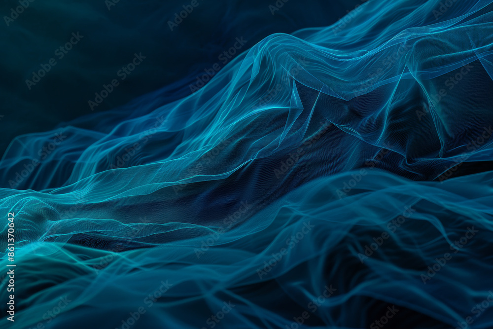 Obraz premium Abstract Ethereal Blue Waves with Fluid Layered Patterns and Textures