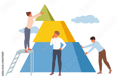 Obraz na płótnie Teamwork of business people to build sustainable corporation capable of withstanding during crisis. Business concept of friendly jobs of men and women developing promising project together w salonie