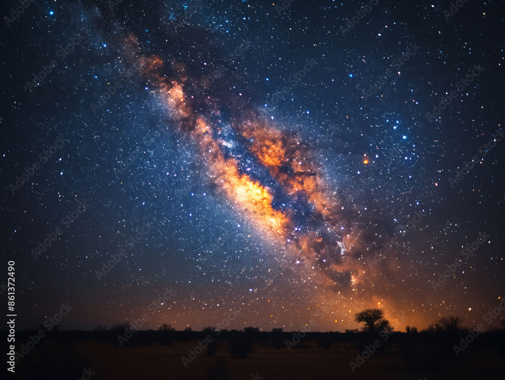 Close-up of Milky way galaxy with stars and space dust in the universe, Long exposure photograph, with grain Close-up of Milky way galaxy with stars and space dust in the universe, Long exposure photograph, with grain