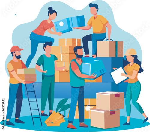 packaging workers vector illustration