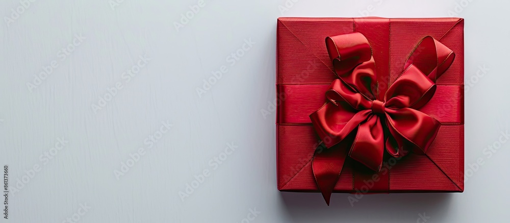 A stunning red gift box, with ribbon and bow, on a white backdrop, perfect for gifts on special occasions like birthdays, holidays with copy space image for New Year and Christmas. A stunning red gift box, with ribbon and bow, on a white backdrop, perfect for gifts on special occasions like birthdays, holidays with copy space image for New Year and Christmas.
