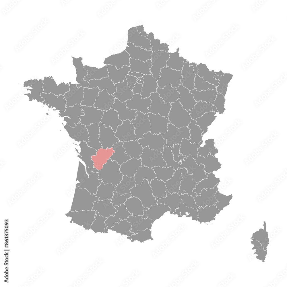 Obraz premium Charente department map, administrative division of France. Vector illustration.