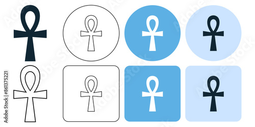 kemetism, trad.african, egyptian ankh symbols, spiritual religion sign icon symbol ui and ux design, glyphs and stroke line icon