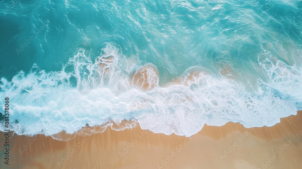 Waves with beach background top view. Holidays illustration generated by ai Waves with beach background top view. Holidays illustration generated by ai