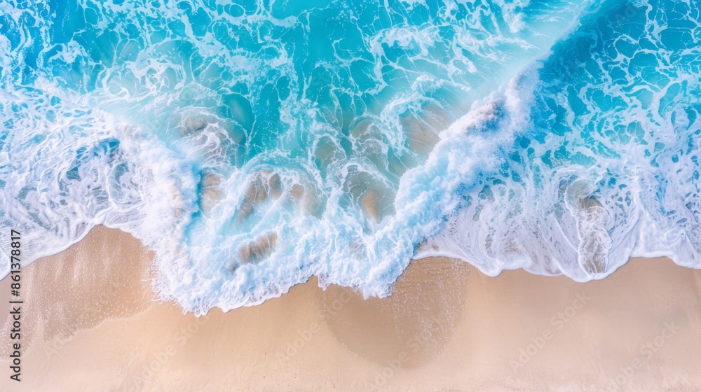 Waves with beach background top view. Holidays illustration generated by ai Waves with beach background top view. Holidays illustration generated by ai