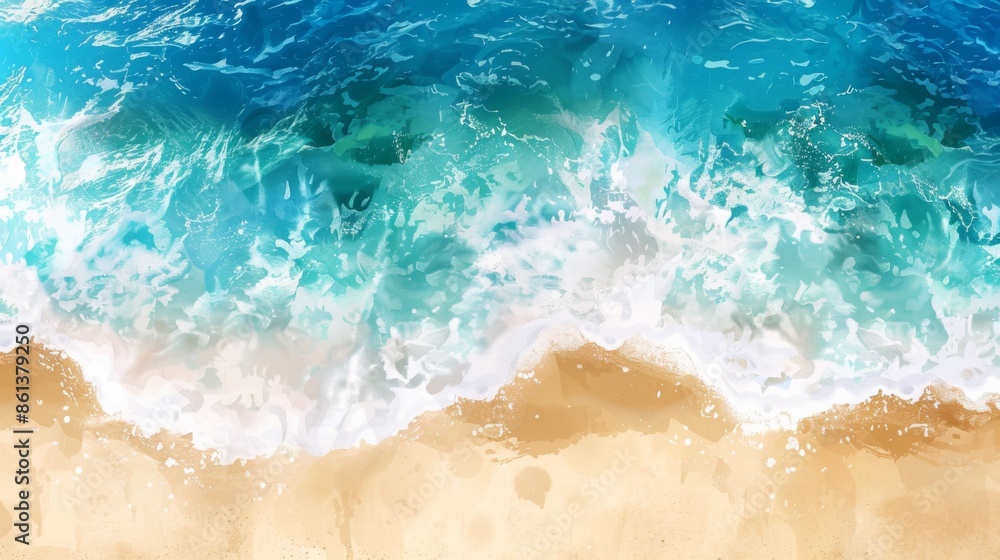 Waves with beach background top view. Holidays illustration generated by ai Waves with beach background top view. Holidays illustration generated by ai