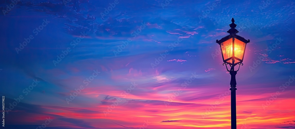 Silhouetted street light on colorful blue sky with copy space image. Silhouetted street light on colorful blue sky with copy space image.