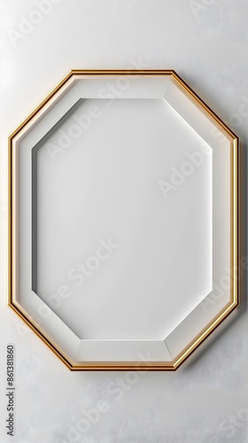 Clean Minimalist Hexagonal Line Frame in Classic White Background with Copy Space