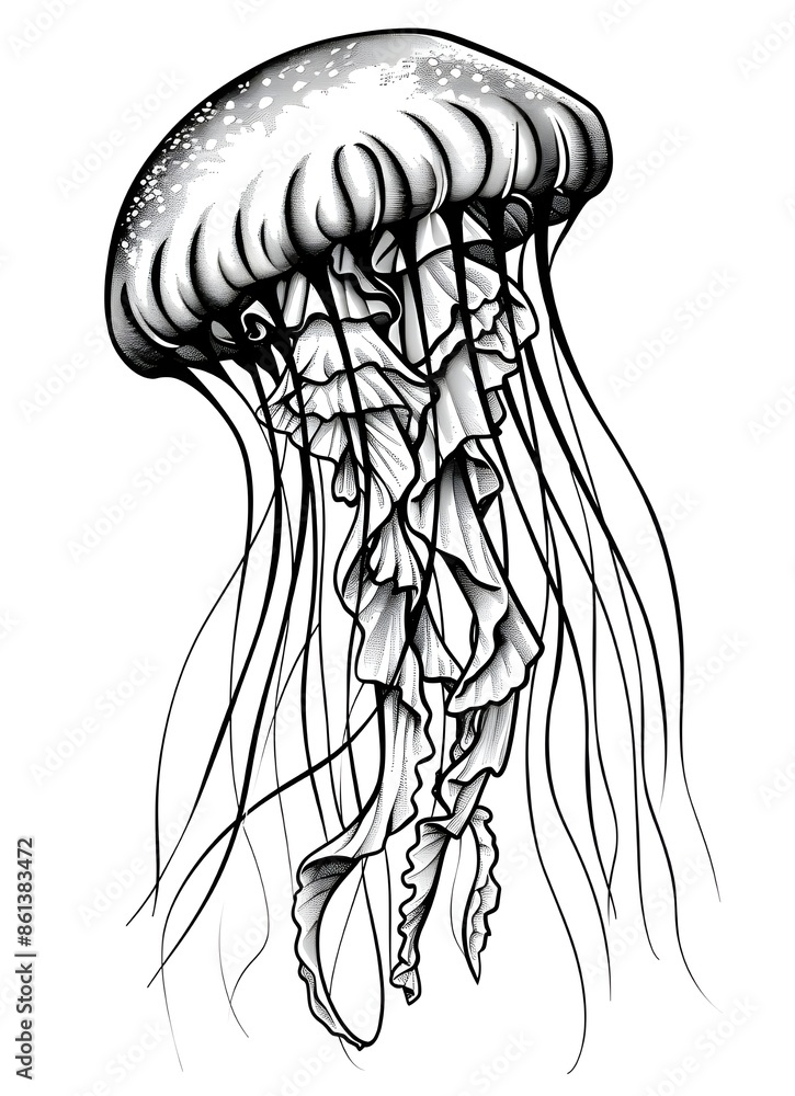 jelly fish drawing on white background genrated by AI.
jelly fish drawing on white background genrated by AI.