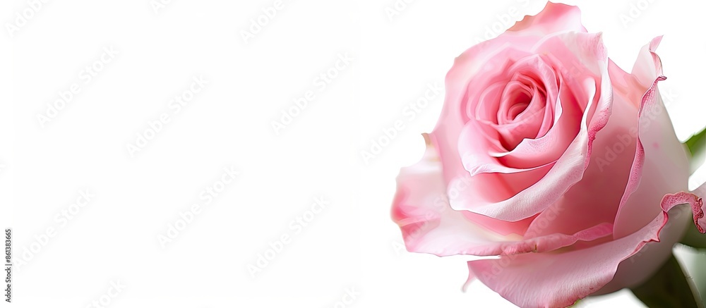 Beautiful pink rose in front of a white background, perfect as a copy space image. Beautiful pink rose in front of a white background, perfect as a copy space image.