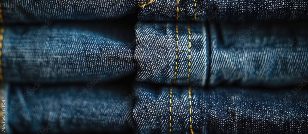 Jeans stacked neatly with a copy space image on a retail shop's display. Jeans stacked neatly with a copy space image on a retail shop's display.