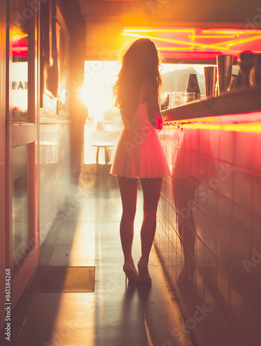 Woman in a figure-hugging d...