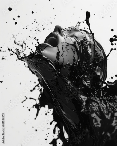 Inklike splashes of black and white create a dynamic and dramatic effect on the canvas. Black and white art photo