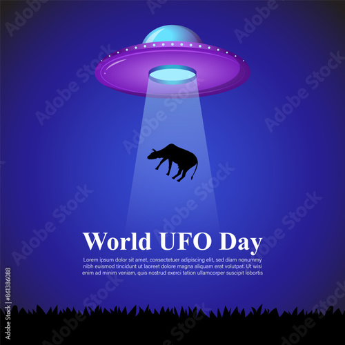 Vector illustration of World UFO Day social media feed template