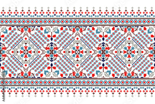 Floral Cross Stitch pattern vector illustration,cross stitch texture fabric.