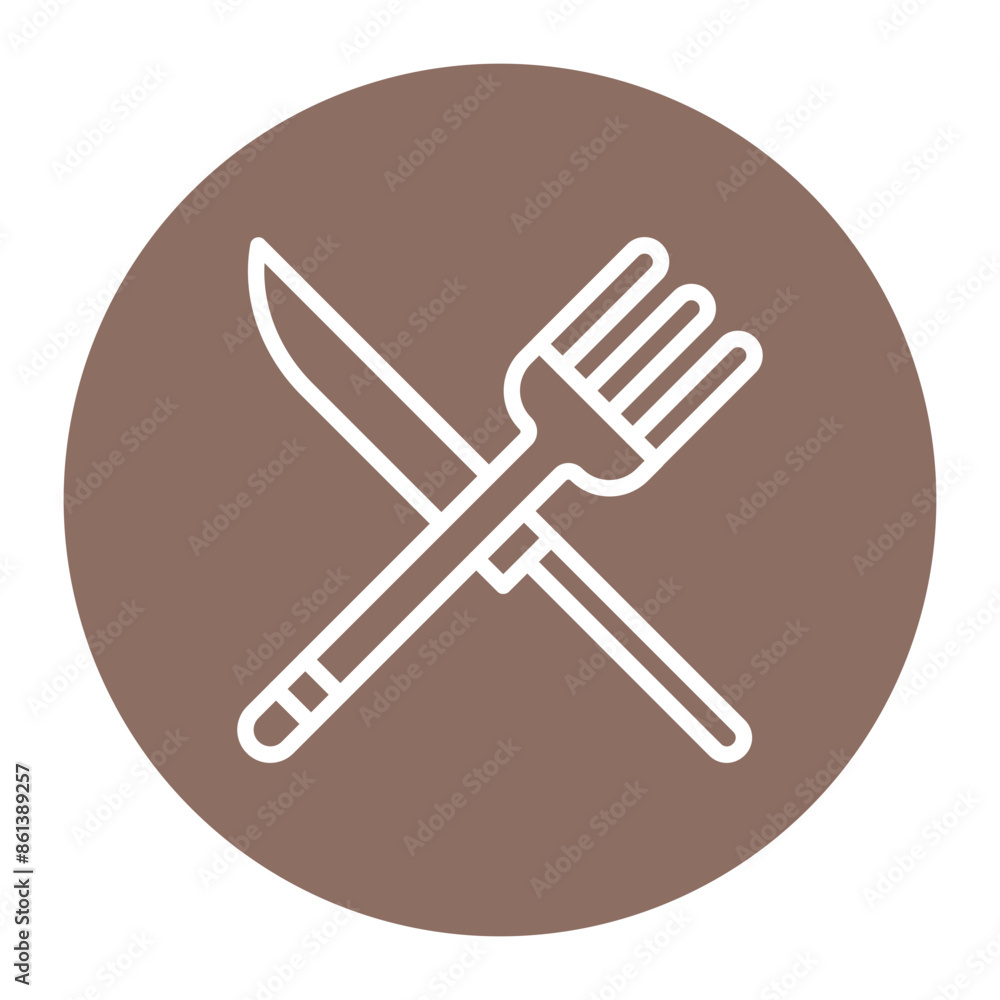 Crossed Fork and Knife icon vector image. Can be used for Physical Wellbeing. Crossed Fork and Knife icon vector image. Can be used for Physical Wellbeing.