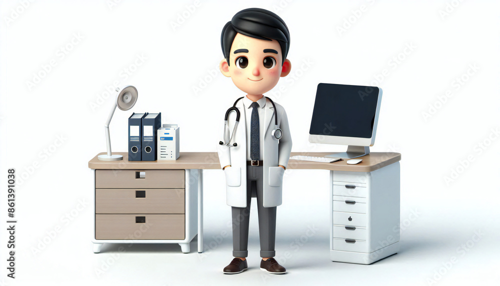 Healthcare doctor illustration in 3D cartoon style Healthcare doctor illustration in 3D cartoon style