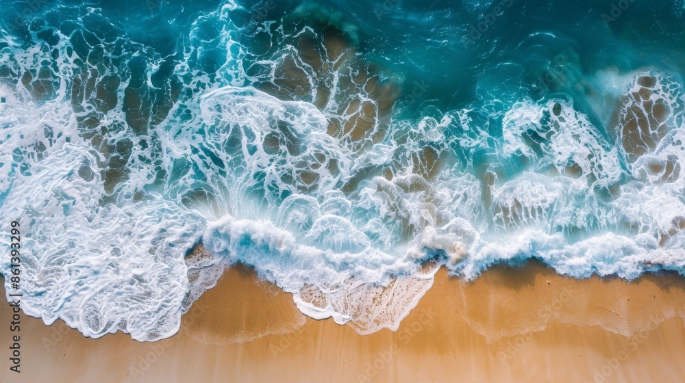 Waves with beach background top view. Holidays illustration generated by ai Waves with beach background top view. Holidays illustration generated by ai