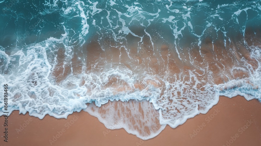 Waves with beach background top view. Holidays illustration generated by ai Waves with beach background top view. Holidays illustration generated by ai