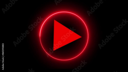 White color play button. Video play icon, video symbol on black background. The play icon.