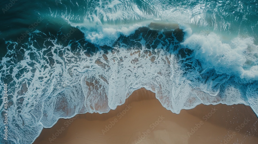 Waves with beach background top view. Holidays illustration generated by ai Waves with beach background top view. Holidays illustration generated by ai