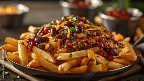 Plate of Loaded Chili Cheese Fries