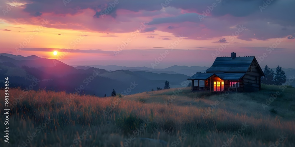 Timelapse 4k animation of sunset over mountain wooden home. Concept Sunset Timelapse, 4K Animation, Mountain Home, Wooden Cabin Timelapse 4k animation of sunset over mountain wooden home. Concept Sunset Timelapse, 4K Animation, Mountain Home, Wooden Cabin