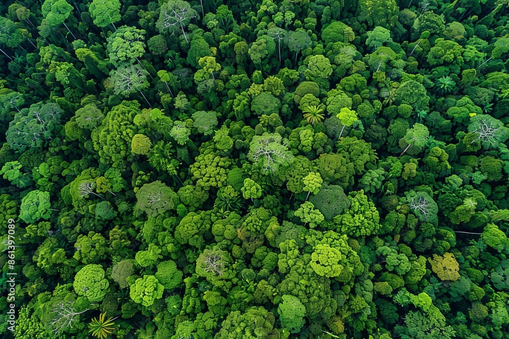 Aerial view of lush green tropical rainforest canopy, showcasing dense vegetation and natural beauty. Aerial view of lush green tropical rainforest canopy, showcasing dense vegetation and natural beauty.