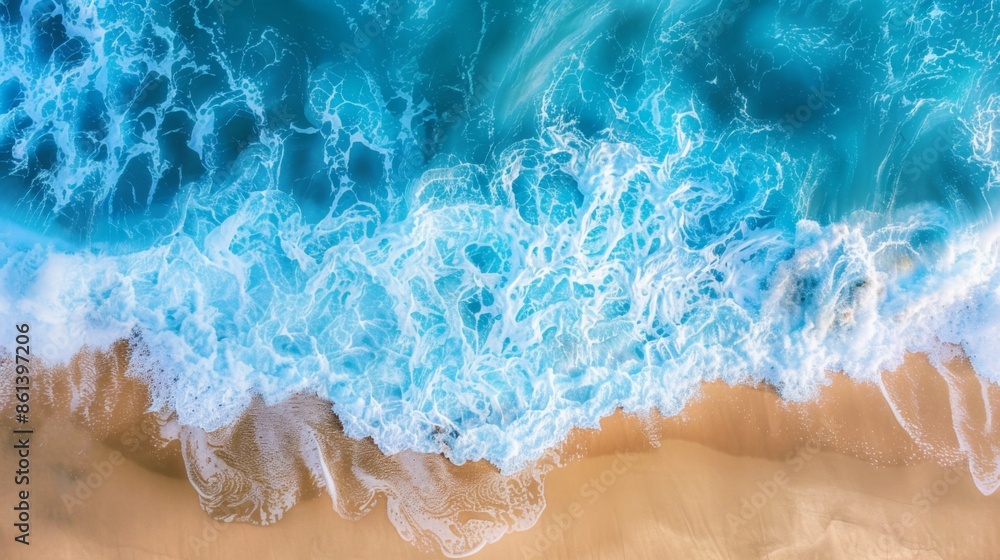 Waves with beach background top view. Holidays illustration generated by ai Waves with beach background top view. Holidays illustration generated by ai