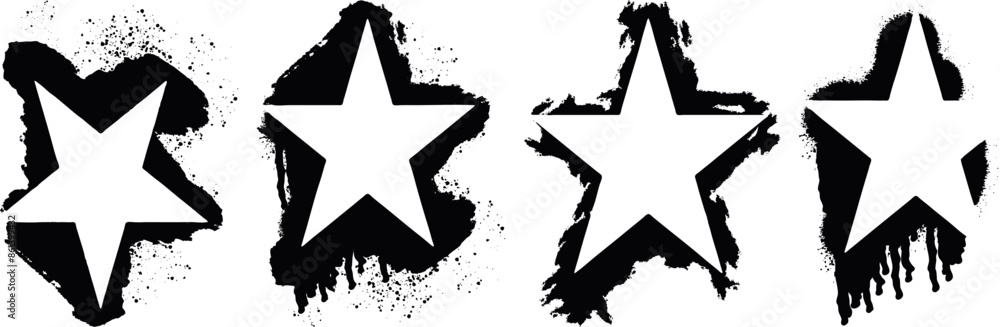Fototapeta premium Grunge Star Shape With Dripping Paint Effect, Rough Star Textures 
