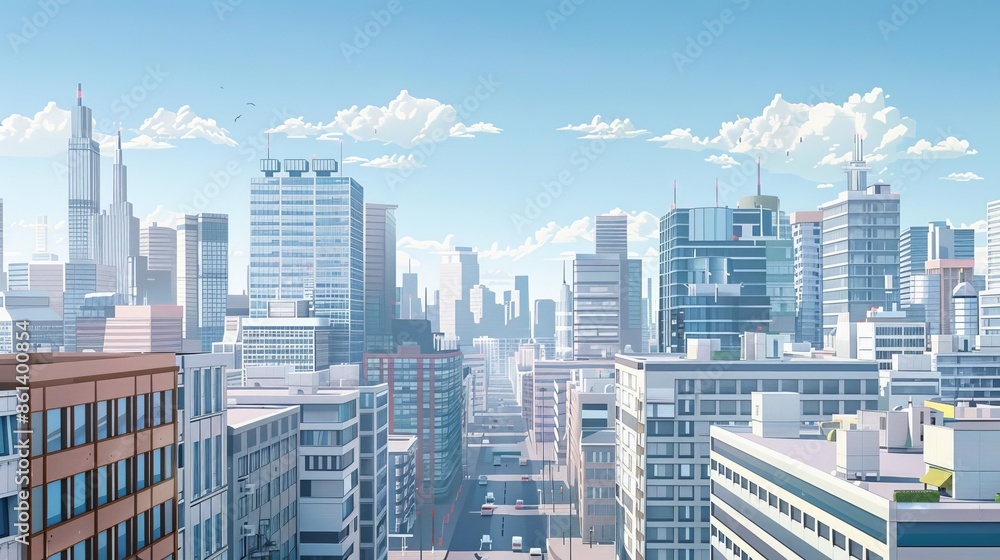 Naklejka premium Evolution of a bustling cityscape into a quiet, pandemicinduced lockdown, showing abrupt lifestyle changes