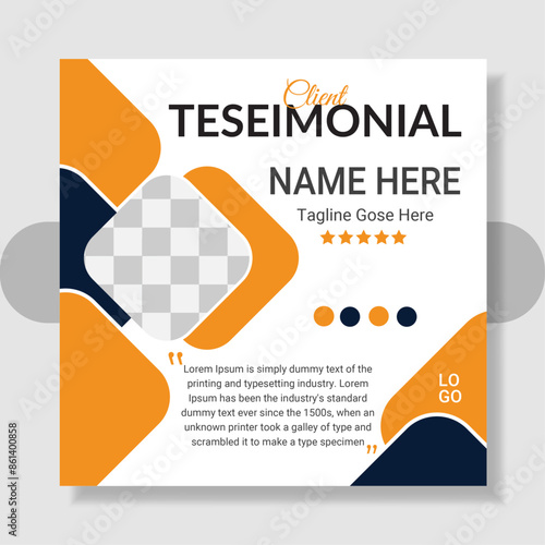 Customer feedback testimonial social media post web banner template. Post template for client reviews. Customer testimonials in the form of speech bubbles with space for photos, text and star ratings
