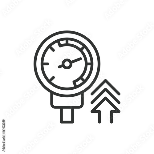 Hypertension, in line design. High blood pressure, blood pressure, hypertension management, cardiovascular on white background vector. Hypertension editable stroke icon.