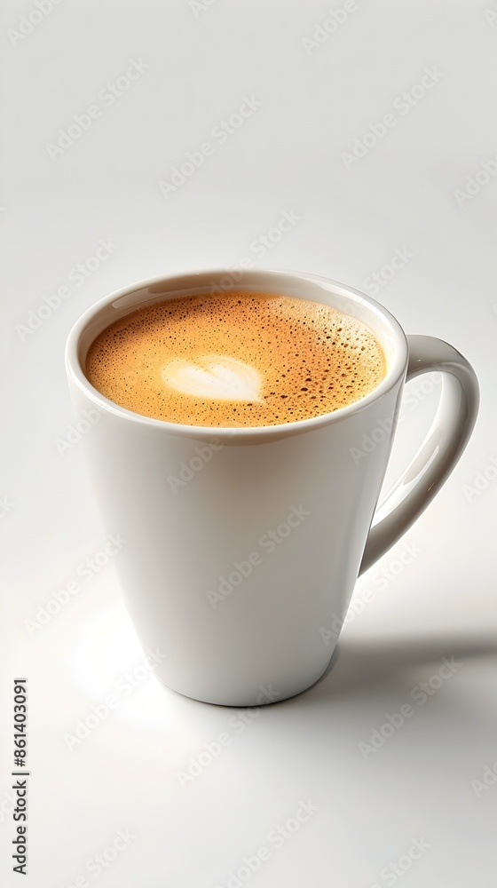Frothy Coffee Cup with Milk on White Background and Shadow Frothy Coffee Cup with Milk on White Background and Shadow