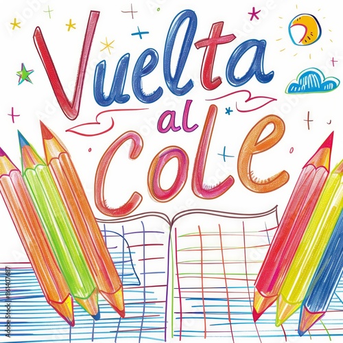 Back to school square background. Vuelta al Cole.